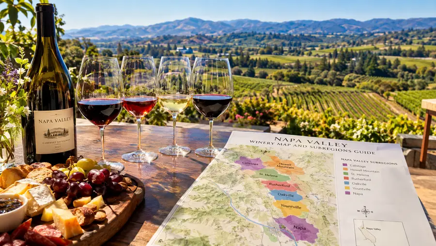 Mapa de bodegas y guía de subregiones del Valle de Napa